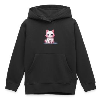Katze - Kawaii Style - Kinder Premium Organic Hoodie - Schwarz - Vorne - AI Model Kid Male (0cm)