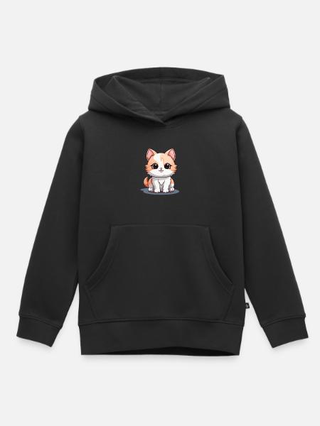 Gato - Estilo Kawaii - Sudadera Premium con capucha infantil orgánica - negro