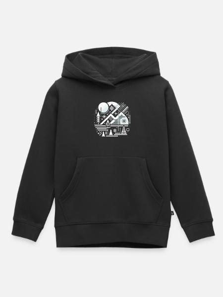 Paysage hiver noel - Sweat Premium à capuche enfant bio - noir