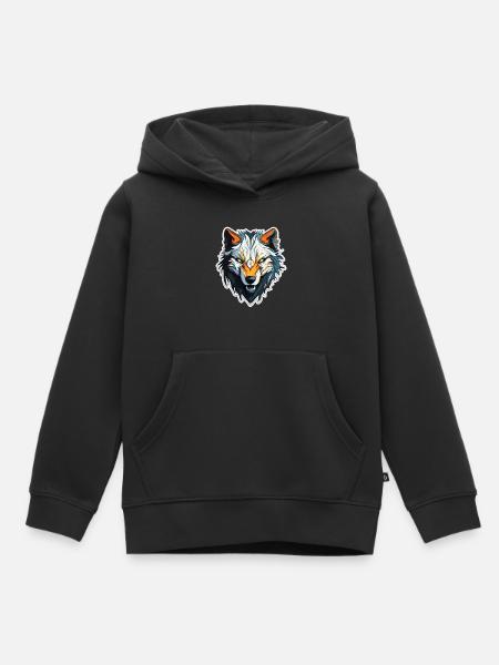 Wolf - Illustration - Kinder Premium Organic Hoodie - Schwarz