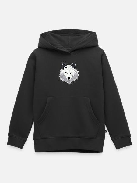 Wolf - Illustration - Kinder Premium Organic Hoodie - Schwarz