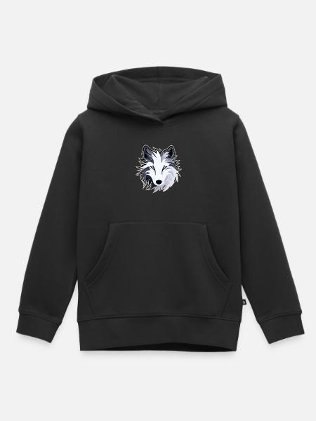Wolf - Illustration - Kinder Premium Organic Hoodie - Schwarz