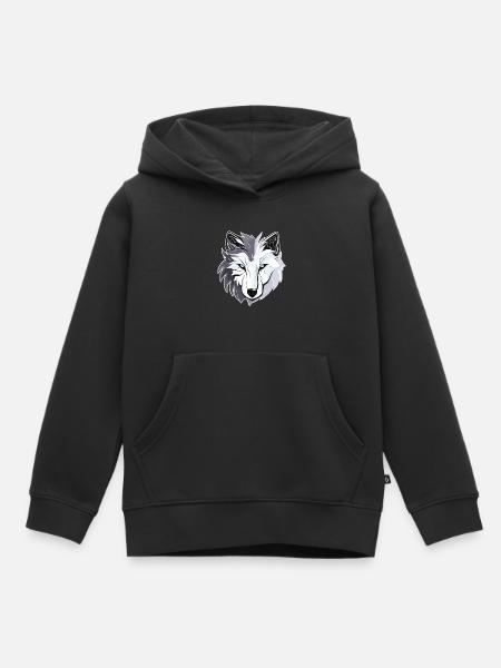 Wolf - Illustration - Kinder Premium Organic Hoodie - Schwarz