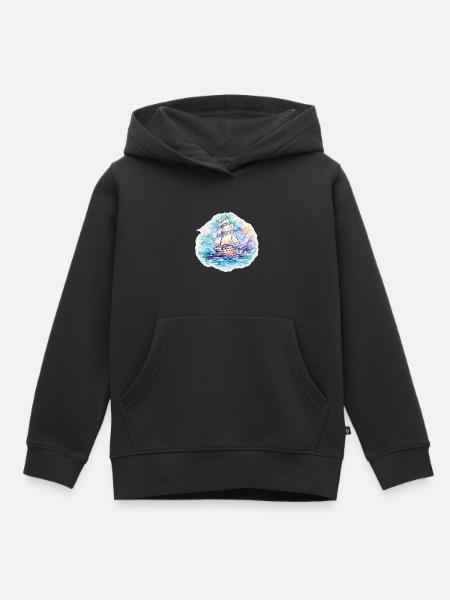 Segelboot - Illustration - Kinder Premium Organic Hoodie - Schwarz
