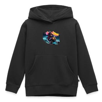Schneemobilfahren in einer schneebedeckten Bergkulisse - Kinder Premium Organic Hoodie - Schwarz - Vorne - AI Model Kid Male (0cm)