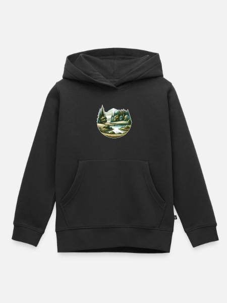 Landschaft - Illustration - Kinder Premium Organic Hoodie - Schwarz