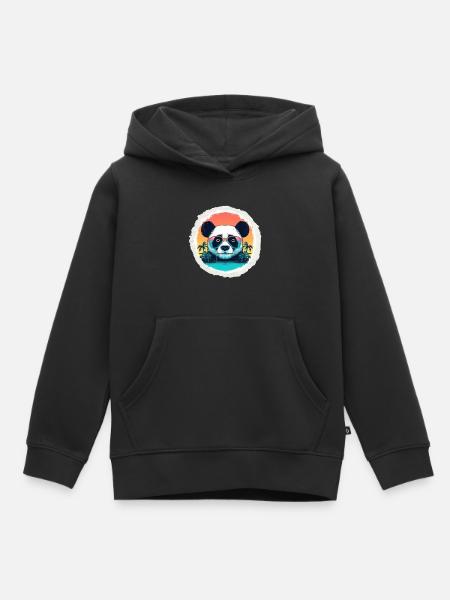 Baby-Panda im Urlaub - Kinder Premium Organic Hoodie - Schwarz