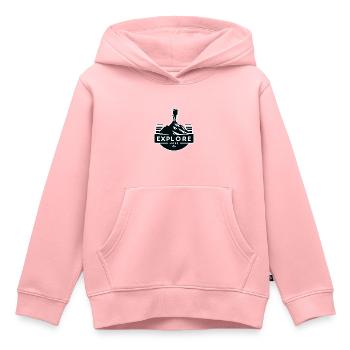 Explore more - Wanderer - Kids Premium Organic Hoodie - rose - Front - AI Model Kid Female (0cm)