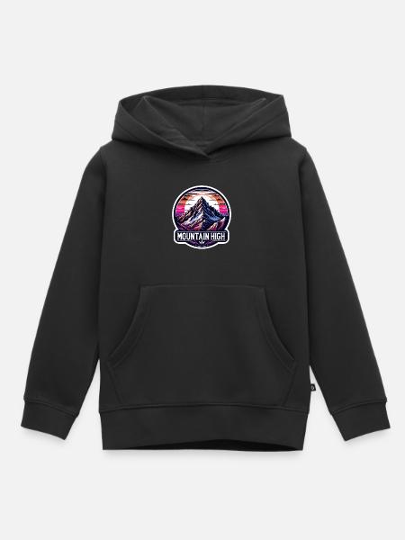Mountain High - Berg Illustration - Kinder Premium Organic Hoodie - Schwarz
