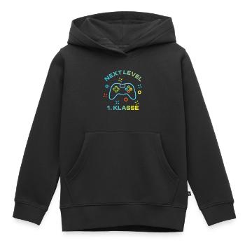 Console de jeu colorée Next Level 1ère classe - Sweat Premium à capuche enfant bio - noir - Devant - AI Model Kid Male (0cm)