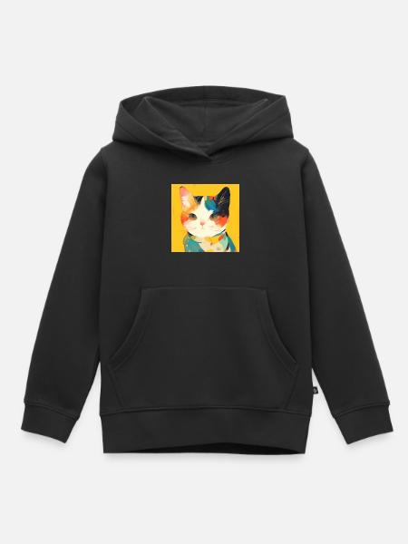 Katze, katzenmotiv - Kinder Premium Organic Hoodie - Schwarz