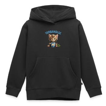 Yerba Maté Chats Yerbaholic - Sweat Premium à capuche enfant bio - noir - Devant - AI Model Kid Male (0cm)