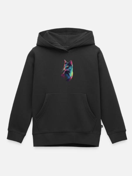 Stilisierte Katzen-Illustration - Kinder Premium Organic Hoodie - Schwarz