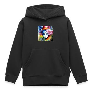 Cool Harlequin Poker Gothic Girl - Kids Premium Organic Hoodie - black - Front - AI Model Kid Male (0cm)