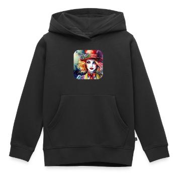 Cool Harlequin Poker Gothic Girl - Kids Premium Organic Hoodie - black - Front - AI Model Kid Male (0cm)