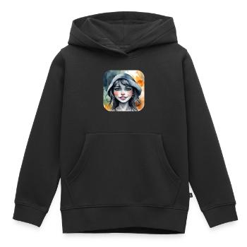 Moin Moin Girls - Kids Premium Organic Hoodie - black - Front - AI Model Kid Male (0cm)