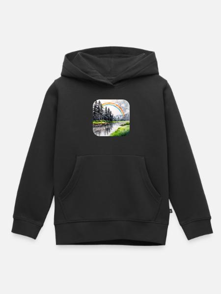 Landschaft mit Regenbogen - Kinder Premium Organic Hoodie - Schwarz