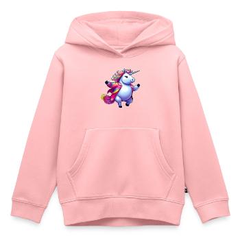 Niedliches tanzendes dickes Einhorn - Kinder Premium Organic Hoodie - Rosa - Vorne - AI Model Kid Female (0cm)