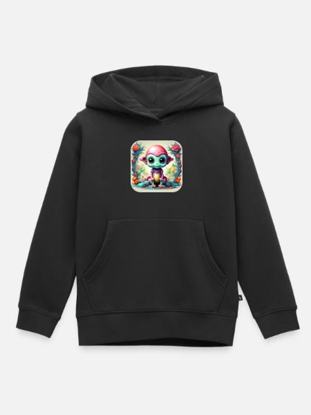 Niedlicher Sciencefiction Alien - Kinder Premium Organic Hoodie - Schwarz