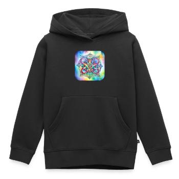 Symbol in bright colours - Kids Premium Organic Hoodie - black - Front - AI Model Kid Male (0cm)