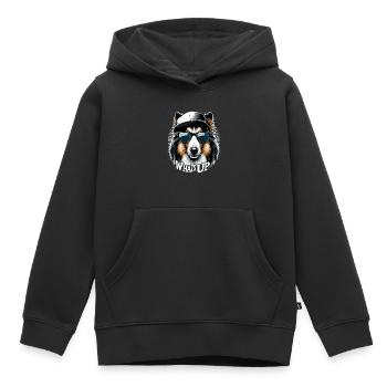 Collie Was geht Gangsta Gangster Hund Geschenk - Kinder Premium Organic Hoodie - Schwarz - Vorne - AI Model Kid Male (0cm)