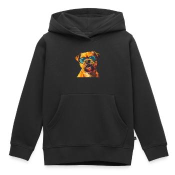 Griffon Bruxellois, Griffon Brussles, Chien - Sweat Premium à capuche enfant bio - noir - Devant - AI Model Kid Male (0cm)