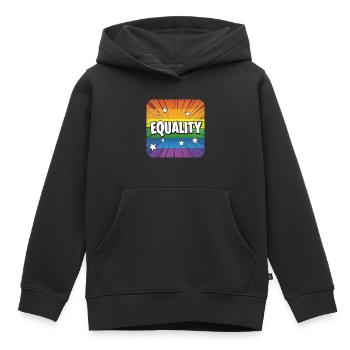 Égalité LGBTQ - Sweat Premium à capuche enfant bio - noir - Devant - AI Model Kid Male (0cm)
