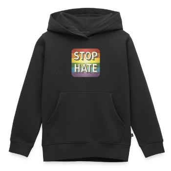 LGBTQ Stop à la haine - Sweat Premium à capuche enfant bio - noir - Devant - AI Model Kid Male (0cm)