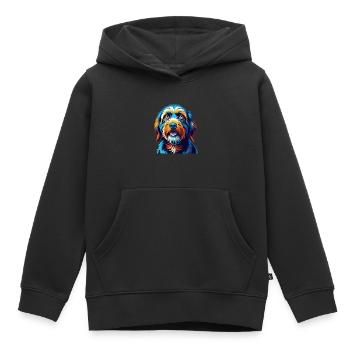 Briquet Griffon Vendéen Chien Race Dessin Animé Kawaii - Sweat Premium à capuche enfant bio - noir - Devant - AI Model Kid Male (0cm)