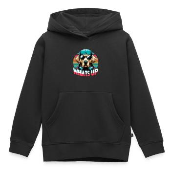 Dudley Labrador Was geht ab cooler Hund Geschenk - Kinder Premium Organic Hoodie - Schwarz - Vorne - AI Model Kid Male (0cm)