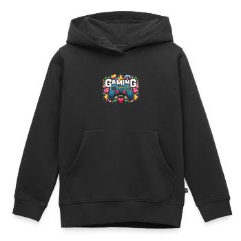 Jeux - Manettes - Sweat Premium à capuche enfant bio - noir - Devant - AI Model Kid Male (0cm)