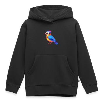 Blue Jay Bunte Kawaii Cartoon Figur Clipart - Kinder Premium Organic Hoodie - Schwarz - Vorne - AI Model Kid Male (0cm)