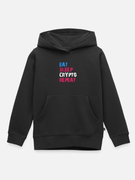 MANGER DORMIR CRYPTO RÉPÉTER - Sweat Premium à capuche enfant bio - noir