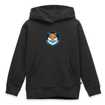 Chipmunk mignon Kawaii dessin animé Animal Animal Logo - Sweat Premium à capuche enfant bio - noir - Devant - AI Model Kid Male (0cm)
