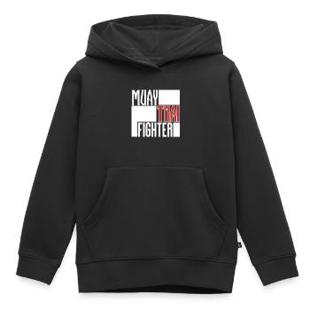 Combattant de Muay Thai - Sweat Premium à capuche enfant bio - noir - Devant - AI Model Kid Male (0cm)