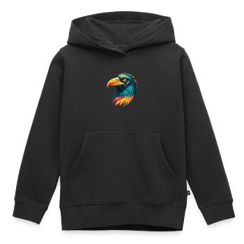 Rabe Niedliche Kawaii Cartoon Clipart Tier Gesicht - Kinder Premium Organic Hoodie - Schwarz - Vorne - AI Model Kid Male (0cm)