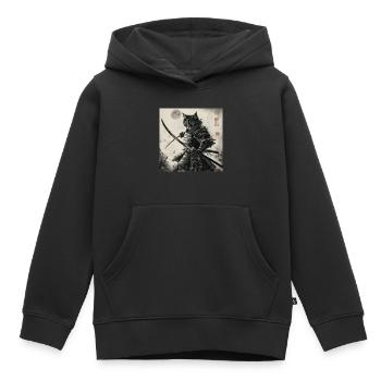 Katze Samurai Japan Ukiyo-E - Kinder Premium Organic Hoodie - Schwarz - Vorne - AI Model Kid Male (0cm)