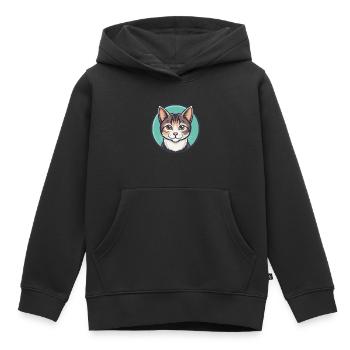 Hauskatze Rasse Karikatur Kawaii Tier Haustier - Kinder Premium Organic Hoodie - Schwarz - Vorne - AI Model Kid Male (0cm)