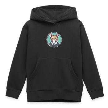 Brume australienne Chat Race Dessin animé Kawaii Animal - Sweat Premium à capuche enfant bio - noir - Devant - AI Model Kid Male (0cm)