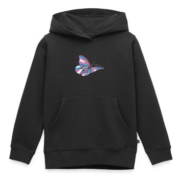 papillon transgenre, bigenre, transsexuel - Sweat Premium à capuche enfant bio - noir - Devant - AI Model Kid Male (0cm)