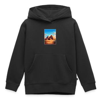 Cairo Egypt Great Pyramids Of Giza Travel Poster - Kids Premium Organic Hoodie - black - Front - AI Model Kid Male (0cm)