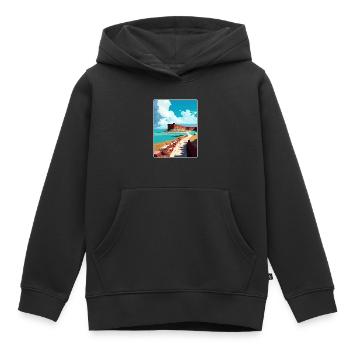 Affiche de voyage souvenir du parc national de Tortugas sèche - Sweat Premium à capuche enfant bio - noir - Devant - AI Model Kid Male (0cm)