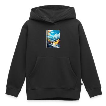 Aspen Ski Resort Colorado Affiche de voyage souvenir - Sweat Premium à capuche enfant bio - noir - Devant - AI Model Kid Male (0cm)