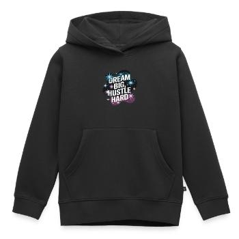 Rêver grand, se démener – Ciel nocturne - Sweat Premium à capuche enfant bio - noir - Devant - AI Model Kid Male (0cm)