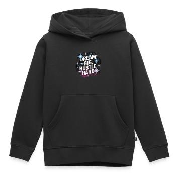 Rêver grand, se démener – Ciel nocturne - Sweat Premium à capuche enfant bio - noir - Devant - AI Model Kid Male (0cm)