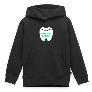 FREI VON KARIES - Kinder Premium Organic Hoodie - Schwarz - Vorne - AI Model Kid Male (0cm)