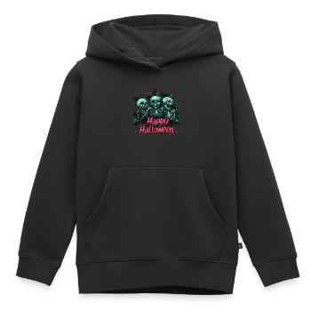 Creepy skeletons, pink "Happy Halloween" - Kids Premium Organic Hoodie - black - Front - AI Model Kid Male (0cm)
