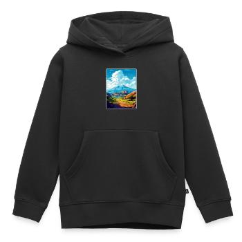 Mont Olympe Grèce Affiche de voyage Souvenir WPA - Sweat Premium à capuche enfant bio - noir - Devant - AI Model Kid Male (0cm)