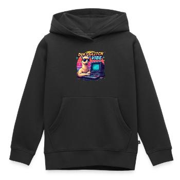 Don’t Glitch my Vibe - Alpaga Retro Gaming - Sweat Premium à capuche enfant bio - noir - Devant - AI Model Kid Male (0cm)