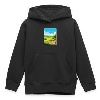 Troie Turquie Voyage Affiche Souvenir Carte Postale Peinture - Sweat Premium à capuche enfant bio - noir - Devant - AI Model Kid Male (0cm)